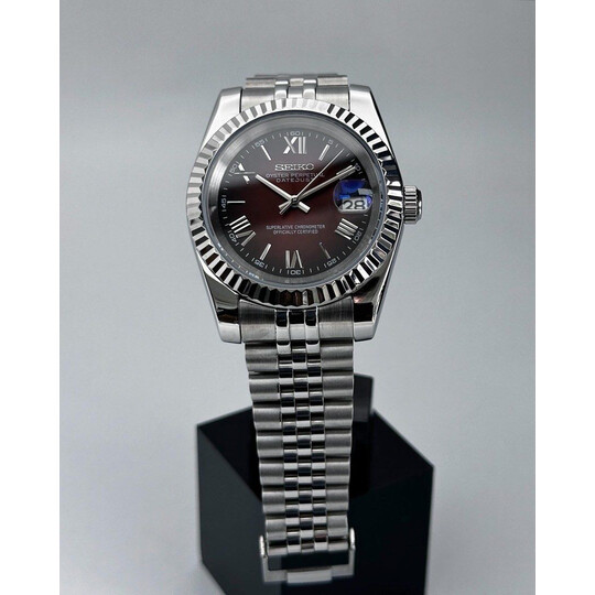 Custom Seiko Mod • Brown Vignette Roman DateJust • 39mm